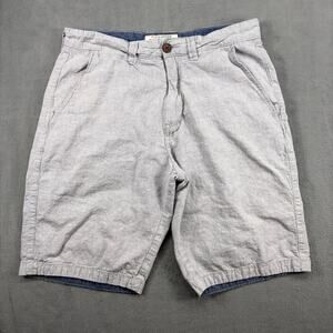 Flag & Anthem Chino Shorts Men's 32 Gray Linen Cotton Blend Twill 10" Inseam